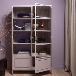 Vitrinenschrank Kabinett Ronja Vintage Metall Zartrosa-WOOOD Discount