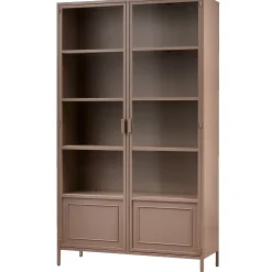 Vitrinenschrank Kabinett Ronja Vintage Metall Hellbraun-WOOOD Clearance