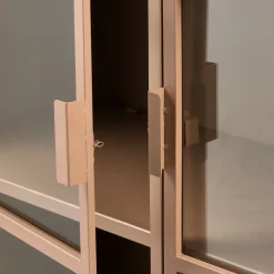 Vitrinenschrank Kabinett Ronja Vintage Metall Hellbraun-WOOOD Clearance