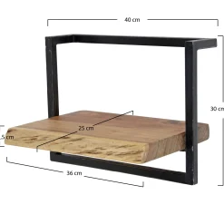 Wandregal Akazie Baumkante Edge Metall 30/40-Vintagehaus Best
