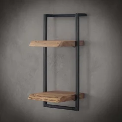 Wandregal Baumkante Edge Akazie Metall 65/30-Vintagehaus